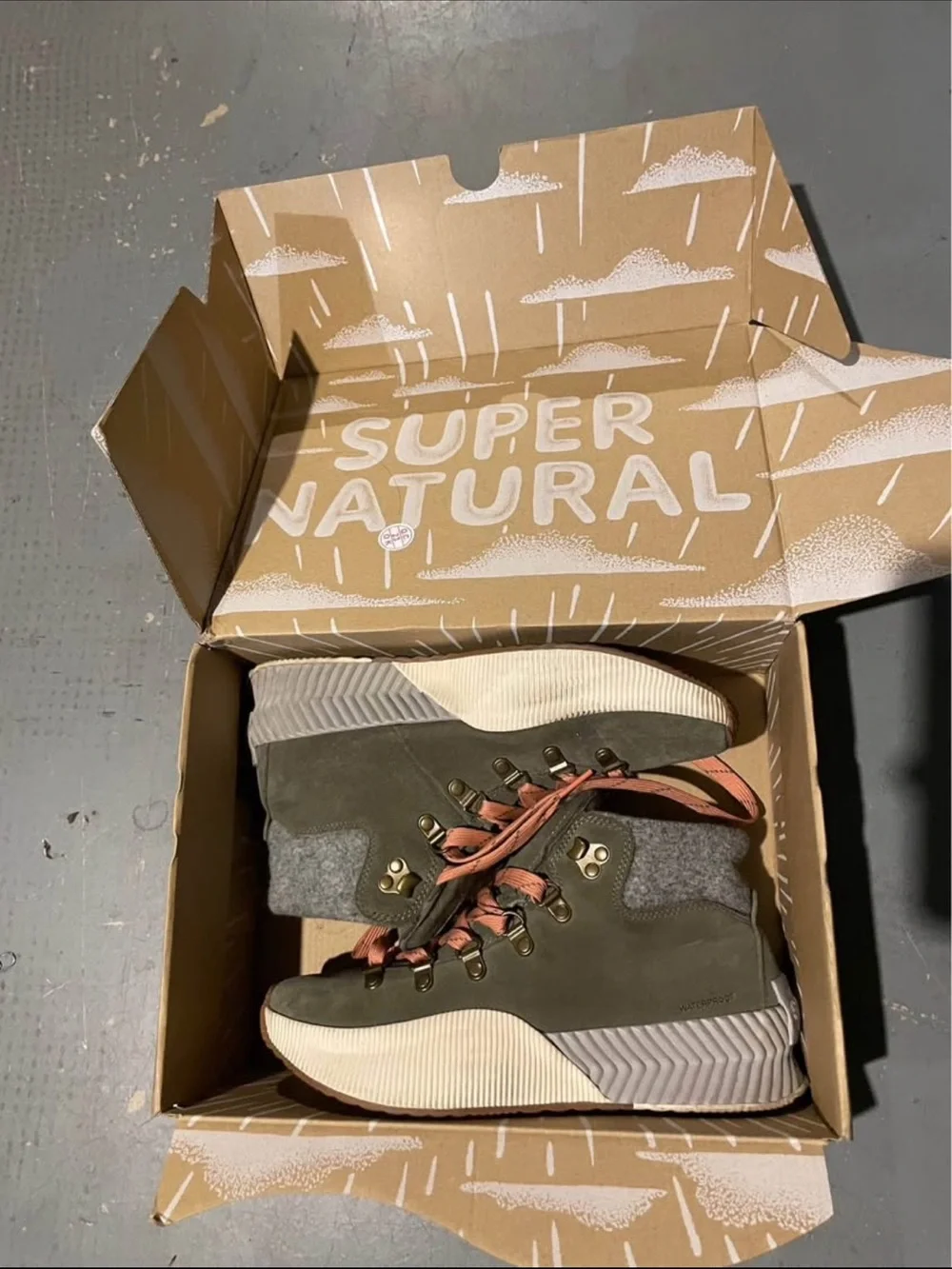 Sorel Olive Green and Orange Women's Hiker Boots - Picture 1 of 6